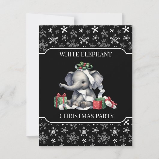 White Elephant Christmas Party Invitation シーズンカード (正面)