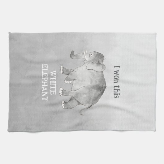 White Elephant Gag Gift キッチンタオル (横)