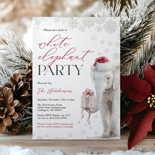 White Elephant Gift Exchange Party Invite 招待状