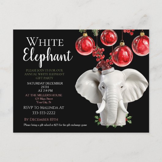  White Elephant Kids Christmas party   ポストカード (正面)