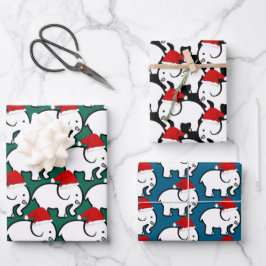 White Elephant Santa Hat Design Wrapping Paper ラッピングペーパーシート