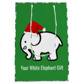 White Elephant with Santa Hat Design Gift Bag ミディアムペーパーバッグ (裏面)