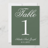 White Emerald Green Old Money Wedding Table Number 招待状 (正面)