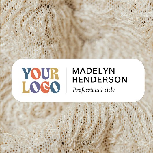 White Employee Business Company Logo Magnetic  名札