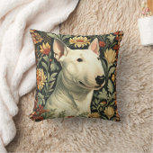 White English Bull Terrier Victorian Floral クッション (ブランケット)