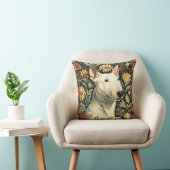 White English Bull Terrier Victorian Floral クッション (椅子)
