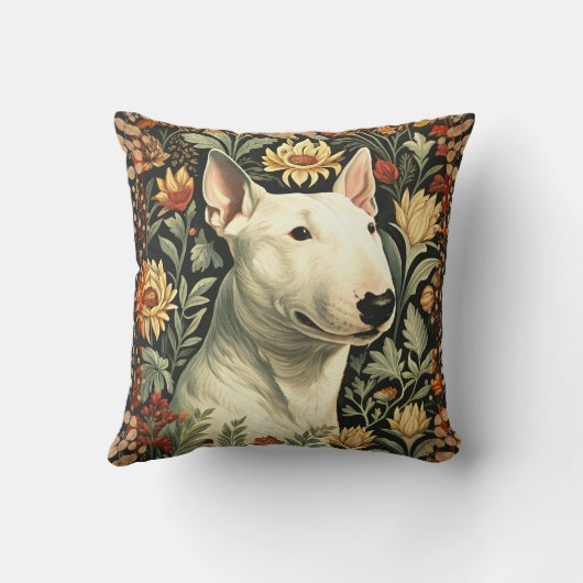 White English Bull Terrier Victorian Floral クッション (裏面)