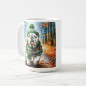 White English Bulldog Christmas Coffee Cup コーヒーマグカップ (正面左)