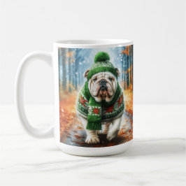 White English Bulldog Christmas Coffee Cup コーヒーマグカップ