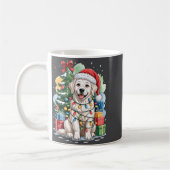 White English Golden Retriever Santa Hat Christmas コーヒーマグカップ (左)