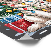 White English Golden Retriever Santa Hat Christmas ポスター (角)