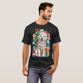 White English Golden Retriever Santa Hat Christmas Tシャツ (正面フル)