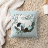 White Ermine Blue Christmas Snowflakes  クッション (ブランケット)