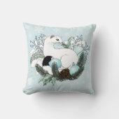 White Ermine Blue Christmas Snowflakes  クッション (正面)