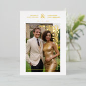 White Exquisite Ornate Tulips Frame Photo Wedding  箔招待状 (立ち正面)