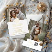 White Exquisite Simple Wedding Botanical Monogram 箔招待状