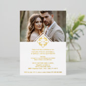 White Exquisite Simple Wedding Botanical Monogram 箔招待状 (立ち正面)