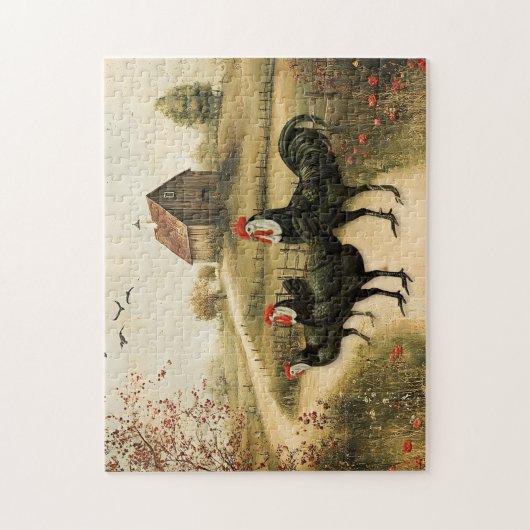 White Faced Black Spanish Bantam Roosters Chickens ジグソーパズル (縦)