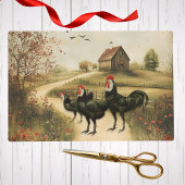 White Faced Black Spanish Bantam Roosters Chickens 薄葉紙