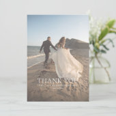 White Faded Photo Bride & Groom Monogram Wedding サンキューカード (スタンド正面)