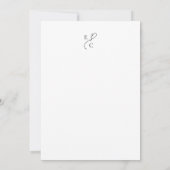 White Faded Photo Bride & Groom Monogram Wedding サンキューカード (裏面)
