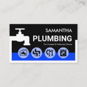 White Faucet Blue Water Pipe Frame 名刺 (正面)