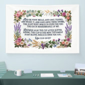 White Faux Embroidery Communion Luke 22:19-20 KJV 横断幕 (トレードショー)