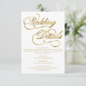 White & Faux Gold Foil Calligraphy Formal Wedding エンクロージャーカード (スタンド正面)