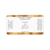 White & Faux Gold Modern Cosmetics Dropper Bottle ラベル (正面)