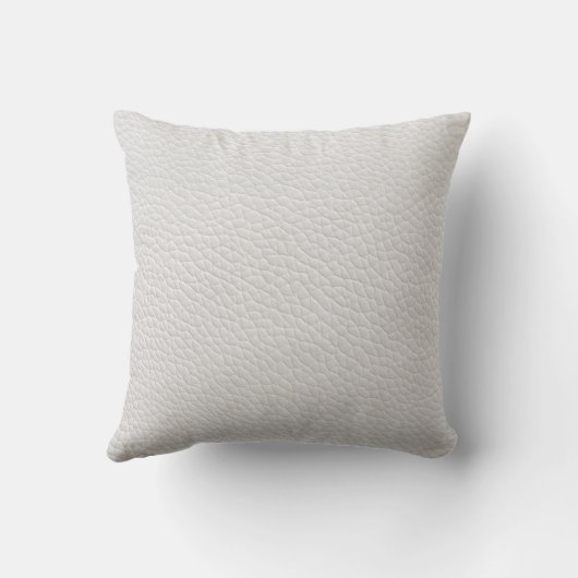 White Faux Leather Pattern Throw Pillow クッション (裏面)