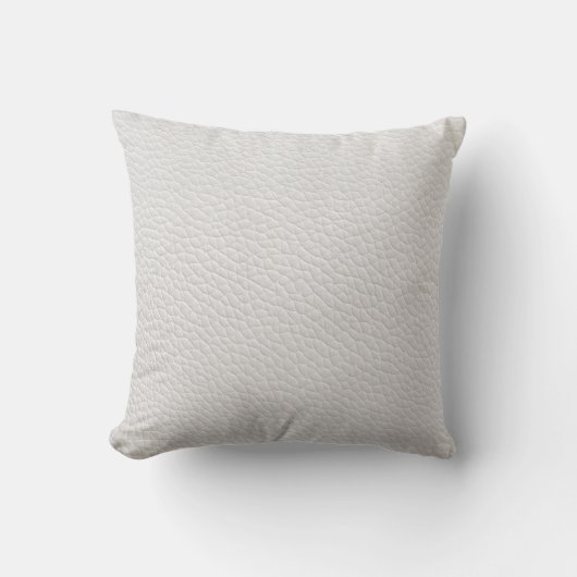 White Faux Leather Pattern Throw Pillow クッション (正面)