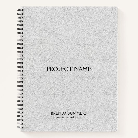 White faux leather texture ノートブック (正面)