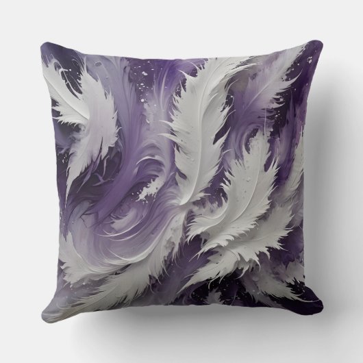 White Feathery and Purple クッション (裏面)