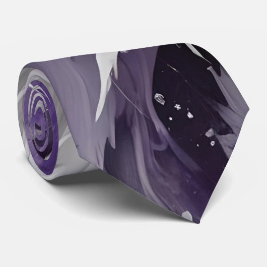 White Feathery and Purple ネクタイ (ロール)