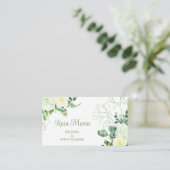 White Feminine Watercolor Floral Event Planner 名刺 (スタンド正面)