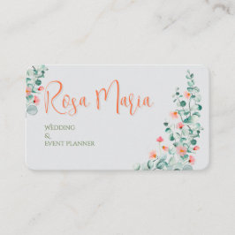 White Feminine Watercolor Floral Event Planner 名刺
