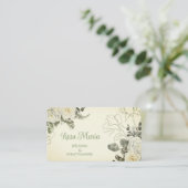 White Feminine Watercolor Floral Event Planner 名刺 (スタンド正面)