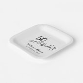 White Fifty and Fabulous Script Birthday Party ペーパープレート (傾斜あり)