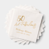 White Fifty and Fabulous Script Birthday Party 箔ナプキン (インサイチュ (積み重ね))
