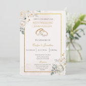 White floral 50th wedding anniversary 招待状 (スタンド正面)