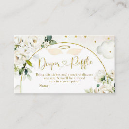 White Floral Baby Heaven Sent Diaper Raffle エンクロージャーカード