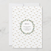 White Floral baby shower + diaper raffle 招待状 (裏面)