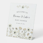 White Floral Baby Shower Welcome 台座サイン (正面)
