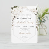 White Floral Boho Wedding Invitation 招待状 (スタンド正面)