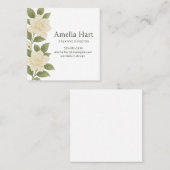 White Floral Business Card スクエア名刺 (正面/裏面)