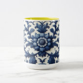 White Floral Ceramic Coffee Mug, 15oz ツートーンマグカップ (中央)