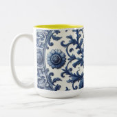 White Floral Ceramic Coffee Mug, 15oz ツートーンマグカップ (左)