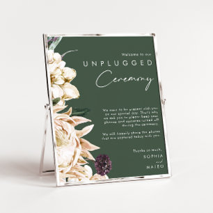 White Floral Dark Green Unplugged Ceremony ポスター
