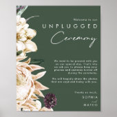 White Floral | Dark Green Unplugged Ceremony ポスター (正面)
