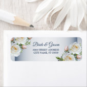 White Floral Elegant Blue Wedding Return Address ラベル (インサイチュ)